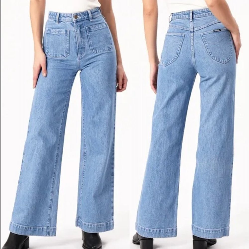 Rolla’s Sailor Lily Blue Jeans Size 27 High Rise Wide Leg Mid Blue